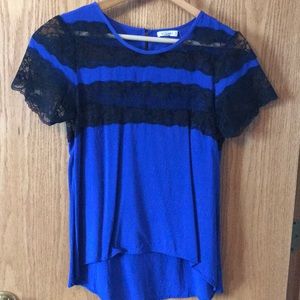Blue and black lace top